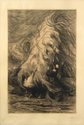 an image of a black and white drawing of a dog laying on the ground