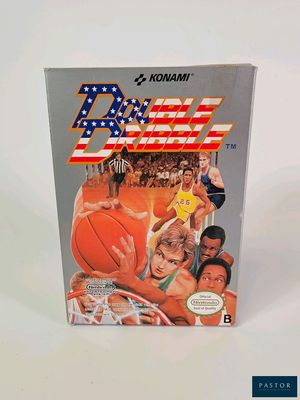 On voit ici la boîte du jeu Nintendo « Slam Basketball ».