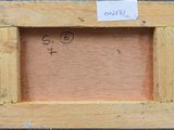 a close up of a picture of a wooden frame with writing on it