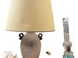 a lamp that is sitting next to a lamp shade
