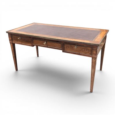 an image of a desk with two drawers and a glass top