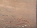 an image of a painting of a man riding a horse on a beach