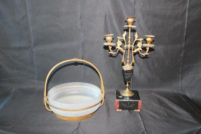 Corbeille art nouveau, feuille de vigne, verre trempé et bou…