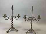 paire de candélabres anciens en laiton