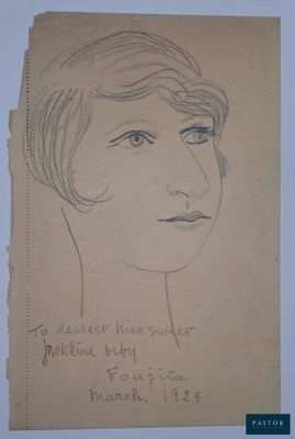 un vieux dessin représentant le visage d'une femme sur un bout de papier