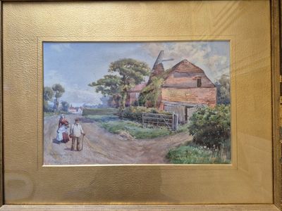 J.BARNARD DAVIS, Vue de ferme, aquarelle, signée en bas à ga…