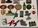 a magnet board with many different pins and magnets on it
