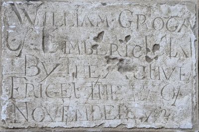 a stone plaque with writing on it that says william groske