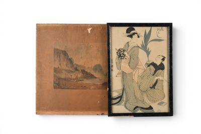 an old book with a picture of a woman sitting on a bench