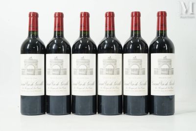 six bouteilles de vin rouge sont alignées