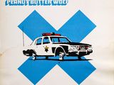 a poster of a police car on a blue and white checkered background