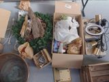 a box full of assorted items on a table