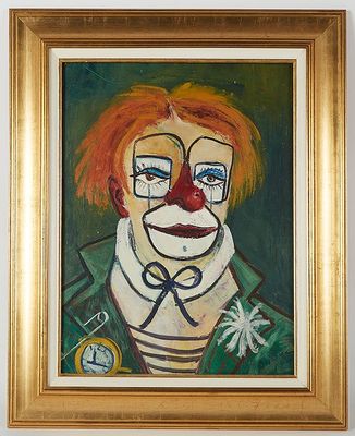 DUBUC Roland (1924-1998) - "Le clown", huile sur panneau, si…
