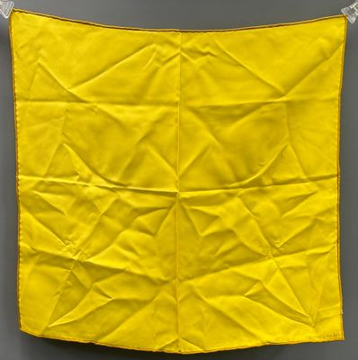 a yellow piece of cloth hanging on a clothes line