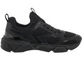 a picture of a pair of black sneakers on a white background