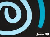 a painting of a blue spiral on a black background