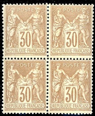 four different postage stamps with the image of a woman and a man