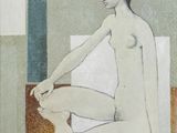 an image of a painting of a nude woman sitting on the ground