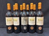 six bouteilles de vin sont alignées dans une rangée