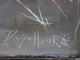 a painting with writing on it on a blackboard