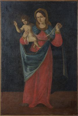 une image d'une peinture représentant une femme tenant un bébé