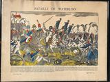 une vieille gravure représentant une bataille militaire avec des soldats à cheval