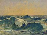 a painting of a large body of water with waves in it