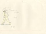une image représentant un dessin d'un homme marchant dans la rue