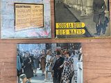 trois livres posés sur une table, avec la photo d'un homme marchant dans la rue