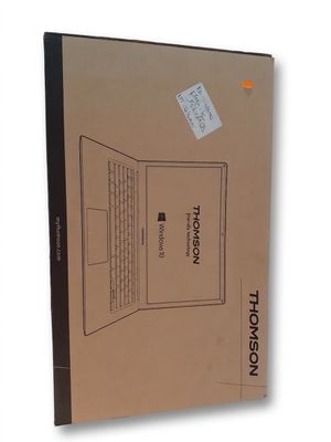 an open box with a laptop inside of it on a white surface