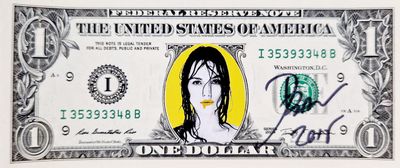 une image d'un billet d'un dollar sur lequel figure le portrait d'une femme