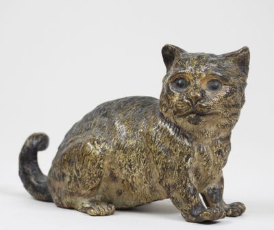 VIENNE, fin XIXe. Petit Chat. Sujet en bronze patiné et cise…