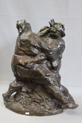 Jacques CHARLAS (1931-2006) Combat de sumo, épreuve en bronz…