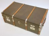 a brown suitcase with two brown straps on it