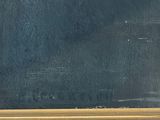 a painting of a blackboard with a gold frame and a chalk board in the background