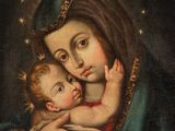 a painting of a woman holding a baby in her arms
