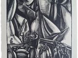 une image représentant un dessin en noir et blanc d'un bateau sur l'eau