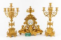 Ensemble de cheminée en trois pièces, composé d'une horloge … (photo 2)