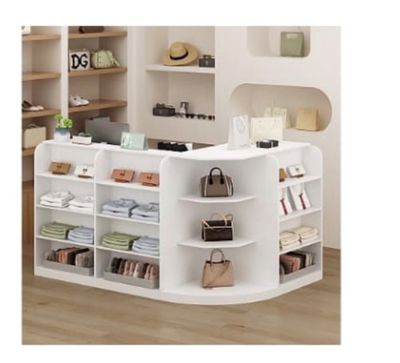 an image of a white counter with a purse on it
