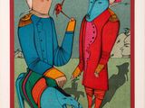 tableau représentant un homme et une femme assis sur une chaise devant un oiseau