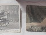 two pictures of a woman sitting in a carriage and a man sitting in a horse drawn carriage