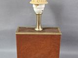 a lamp that is sitting on top of a wooden box