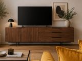 un téléviseur posé sur un meuble dans un salon
