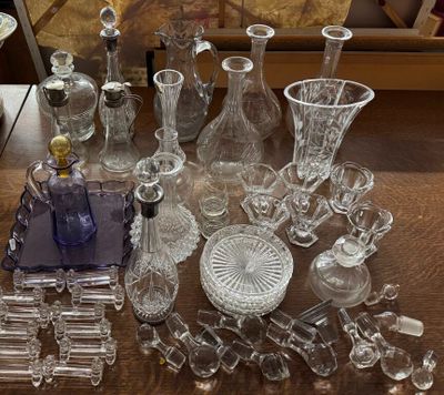 a table with a lot of glass items on it