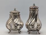 pair of silverplated salt and pepper shakers