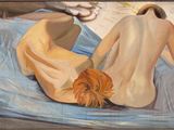 une peinture représentant une femme nue allongée sur un lit