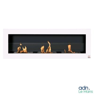 a close up of a fire in a wall mounted fireplace