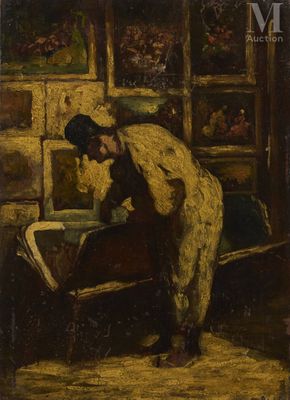 une image représentant un tableau où l'on voit un homme penché au-dessus d'un lit