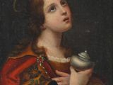 a painting of a woman holding a teapot in her hand