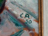 a picture of a painting of a woman in a green dress